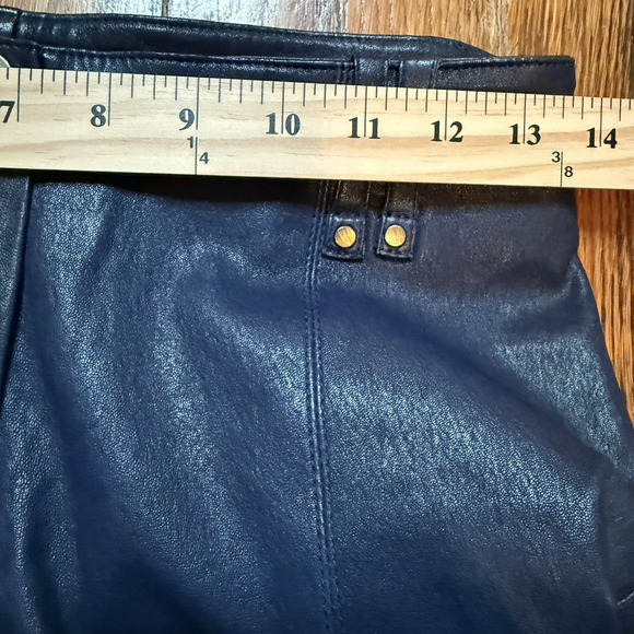 Plein Sud Leather Pant Leggings Navy Blue Size 6 27x25 Luxury Designer - Picture 3 of 11